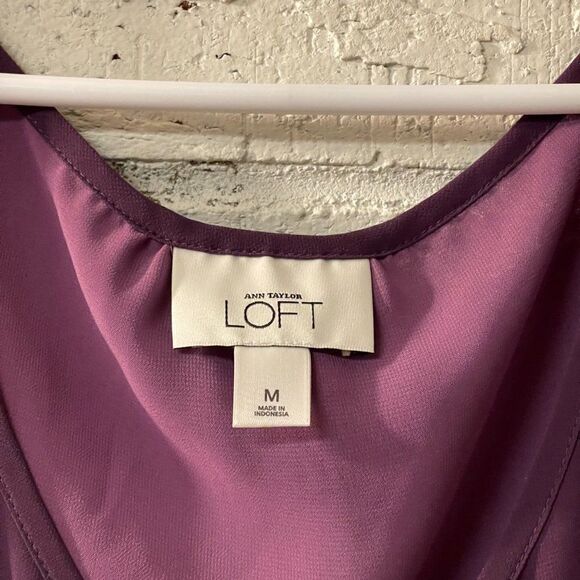 Ann Taylor Loft Purple Ruffle Blouse M - Picture 5 of 11